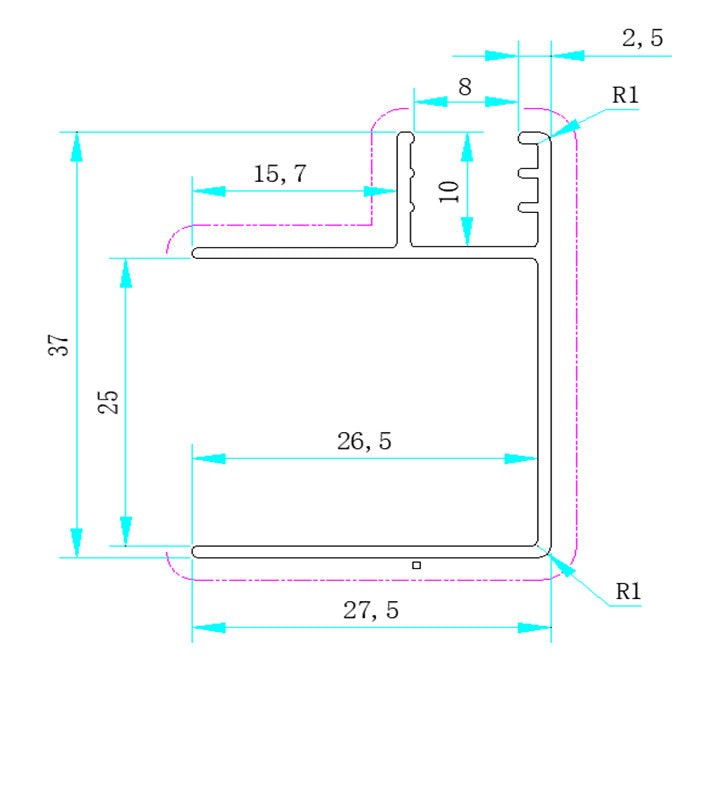 Összekötő sarokprofil zuhanykabinhoz