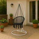 Cardenas függőfotel állvánnyal fekete-fehér