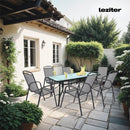 Canillo fémvázas üveg kerti asztal fekete