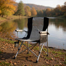 Leziter Premium fűthető karfás horgász szék pohártartóval szürke