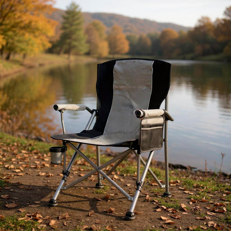 Leziter Premium fűthető karfás horgász szék pohártartóval szürke