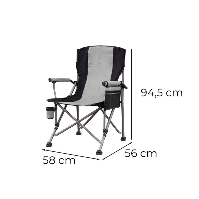 Leziter Premium fűthető karfás horgász szék pohártartóval szürke