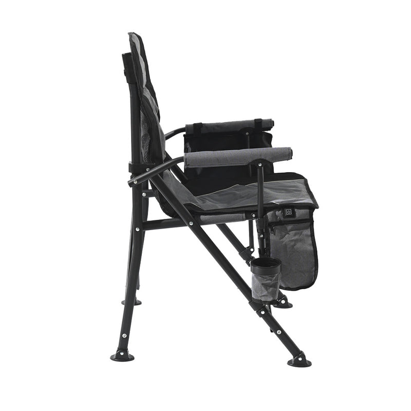 Leziter Premium fűthető karfás horgász szék pohártartóval szürke