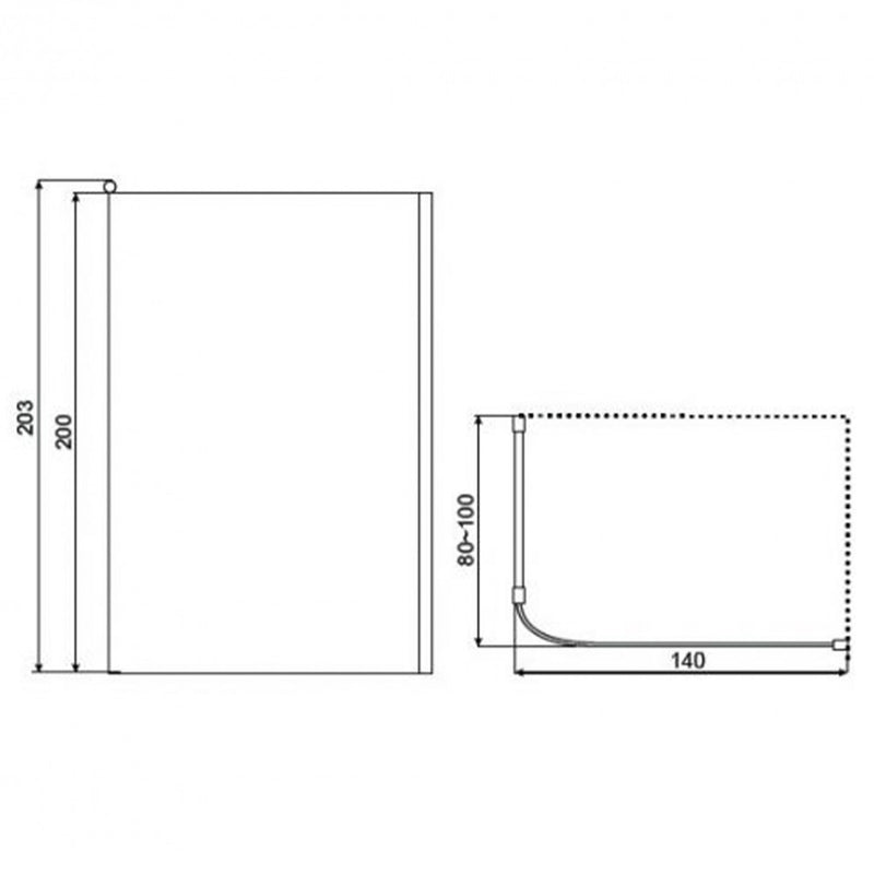 Zeta Walk-In zuhanykabin, 140x80-100x203 cm-es méretben