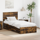 vidaXL Ágykeret fejtámlával Füstölt tölgy és ezüst 75 x 190 cm Faanyag