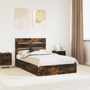 vidaXL Tárolós Ágy fejtámlával Füstölt tölgy 135 x 190 cm Faanyag