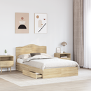 vidaXL Tárolós Ágy fejtámlával Sonoma tölgy 135 x 190 cm Faanyag