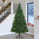 vidaXL Mű karácsonyfa 300 LED-del Zöld 240 cm PVC és Acél és Műanyag