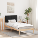 vidaXL Ágykeret Kárpitozott Fejtámlával Fekete 90 x 190 cm Tömör fenyő