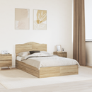 vidaXL Tárolós Ágy fejtámlával Sonoma tölgy 135 x 190 cm Faanyag
