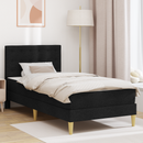 vidaXL Ágykeret matraccal fejtámlával Fekete 90 x 200 cm szövet