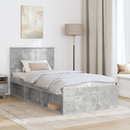 vidaXL Ágykeret fejtámlával Beton 90 x 200 cm Tömör fenyőfa
