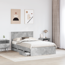 vidaXL Ágykeret fiókkal tárolóval Beton Szürke 135 x 190 cm Mérnöki Fa