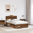 vidaXL Ágykeret fejtámlával fiókkal Öreg fa 120 x 190 cm Faanyag