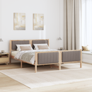 vidaXL Ágykeret fejtámlával Barna és taupe 150 x 200 cm Tömör fenyőfa