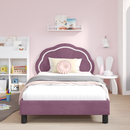vidaXL Gyerekágy kerettel fejtámlával Lila 80 x 200 cm Bársony