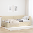 vidaXL Sarokágy keret Krém 90 x 200 cm szövet