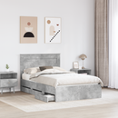 vidaXL Ágykeret fiókkal tárolóval Beton Szürke 135 x 190 cm Mérnöki Fa