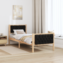 vidaXL Ágykeret fejtámlával Fekete 80 x 200 cm Tömör fenyőfa