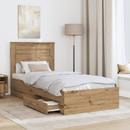 vidaXL Ágykeret fejtámlával fiókkal Artisan tölgy 100 x 200 cm Faanyag