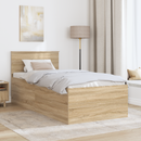 vidaXL Ágykeret fejtámlával Sonoma tölgy 75 x 190 cm Faanyag