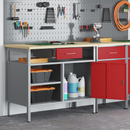 vidaXL Munkapad Piros és Szürke 100 x 55 x 85 cm Műszaki fa és acél