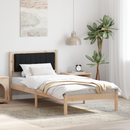vidaXL Ágykeret Kárpitozott Fejtámlával fejtámlával Fekete 90 x 200 cm