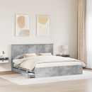 vidaXL Ágykeret fiókkal tárolóval Beton Szürke 200 x 200 cm Mérnöki Fa