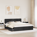 vidaXL Ágykeret fiókkal fejtámlával Fekete 180 x 200 cm Mérnöki fa