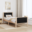 vidaXL Ágykeret fejtámlával Barna és fekete 75 x 190 cm Tömör fenyőfa