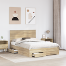 vidaXL Ágykeret fejtámlával fiókkal Sonoma tölgy 140 x 190 cm Faanyag