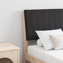 vidaXL Kárpitozott fejtámla Fekete 135 cm Tömör fenyőfa