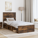 vidaXL Ágykeret fejtámlával Füstölt tölgy 90 x 190 cm Tömör fenyőfa