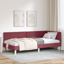 vidaXL Sarokágy keret Bordó 80 cm x 200 cm Szövet és Plywood