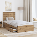 vidaXL Ágykeret fejtámlával fiókkal Artisan tölgy 90 x 200 cm Faanyag
