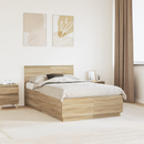 vidaXL Ágykeret LED -es lámpákkal Sonoma tölgy 120 x 200 cm Faanyag