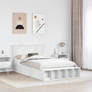 vidaXL Ágykeret polcokkal fejtámlával Fehér 135 x 190 cm Faanyag