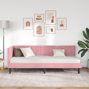 vidaXL Sarokágy keret fejtámlával Rózsaszín 80 cm x 200 cm Bársony