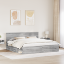 vidaXL Ágykeret fejtámlával Szürke Sonoma 200 x 200 cm Tömör fenyőfa