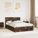 vidaXL Ágykeret fiókkal tárolóval Füstös Tölgy 135 x 190 cm Szerelt Fa