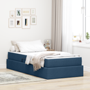 vidaXL Ágy tárolóval és matraccal Kék 100 x 200 cm Poliészter