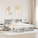 vidaXL Ágykeret fejtámlával fiókkal Beton Szürke 200 x 200 cm Faanyag