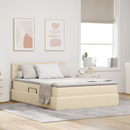 vidaXL LED tárolós ágy matraccal Krém 140 x 190 cm Szövet