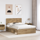 vidaXL Ágykeret fejtámlával Művészi tölgy 150 x 200 cm Tömör fenyőfa