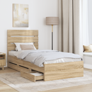 vidaXL Ágykeret fiókkal tárolóval Sonoma tölgy 75 x 190 cm Mérnöki Fa