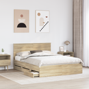vidaXL Ágykeret fiókkal tárolóval Sonoma tölgy 150 x 200 cm Mérnöki Fa