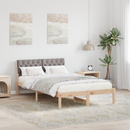 vidaXL Ágykeret fejtámlával Barna és taupe 120 x 200 cm Tömör fenyőfa