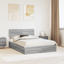 vidaXL Tárolós Ágy fejtámlával Szürke Sonoma 150 x 200 cm Faanyag