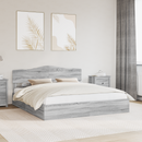 vidaXL Tárolós Ágy fejtámlával Szürke Sonoma 200 x 200 cm Faanyag
