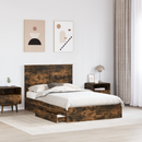vidaXL Tárolós Ágy fejtámlával Füstölt tölgy 135 x 190 cm Faanyag